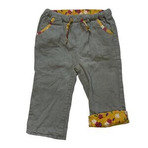 Baby Boden Reversible Pants Gray Corduroy & Floral 6-12M
